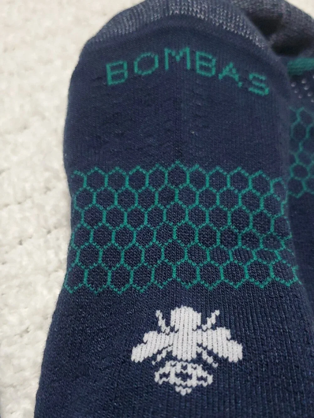 Bombas Navy and Teal No-Show HEX TEC GOLF Performance Socks